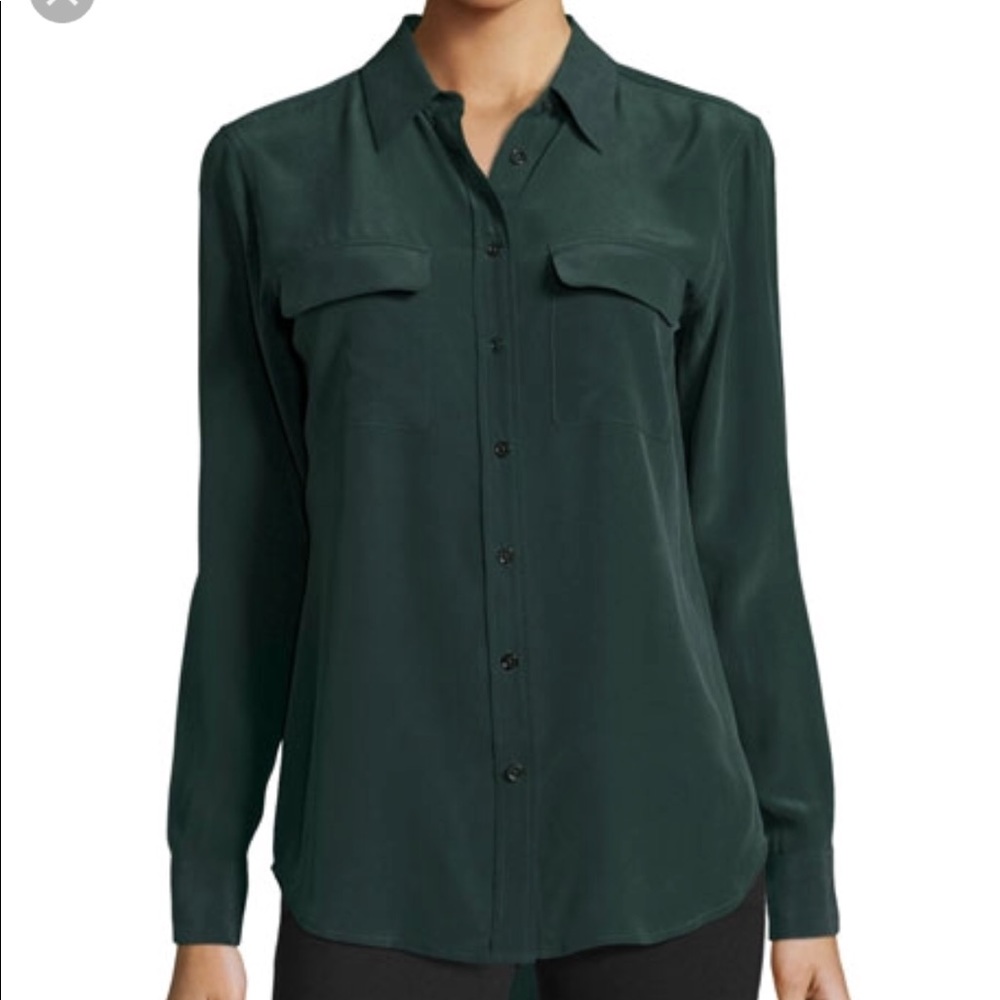EQUIPMENT dark green silk blouse XS